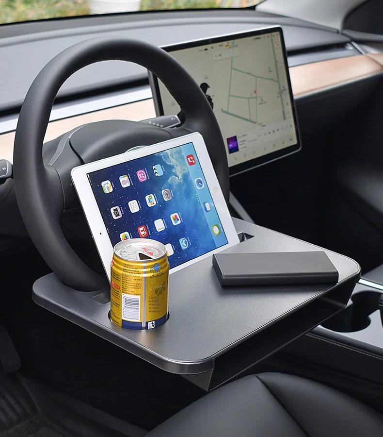 Universeller Auto-Laptop-Tisch für das Lenkrad, tragbarer Auto-Schreibtisch, Ess- und Getränkehalter, Auto-Sitzlücken-Aufbewahrung – Detail 3