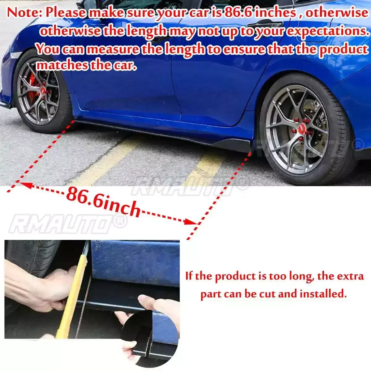 High Quality 8pcs 2.2m Car Side Skirt Extension Splitter Winglet Side Wing Bumper Lip For Audi A4 B8.5 2013 2014 2015 2016