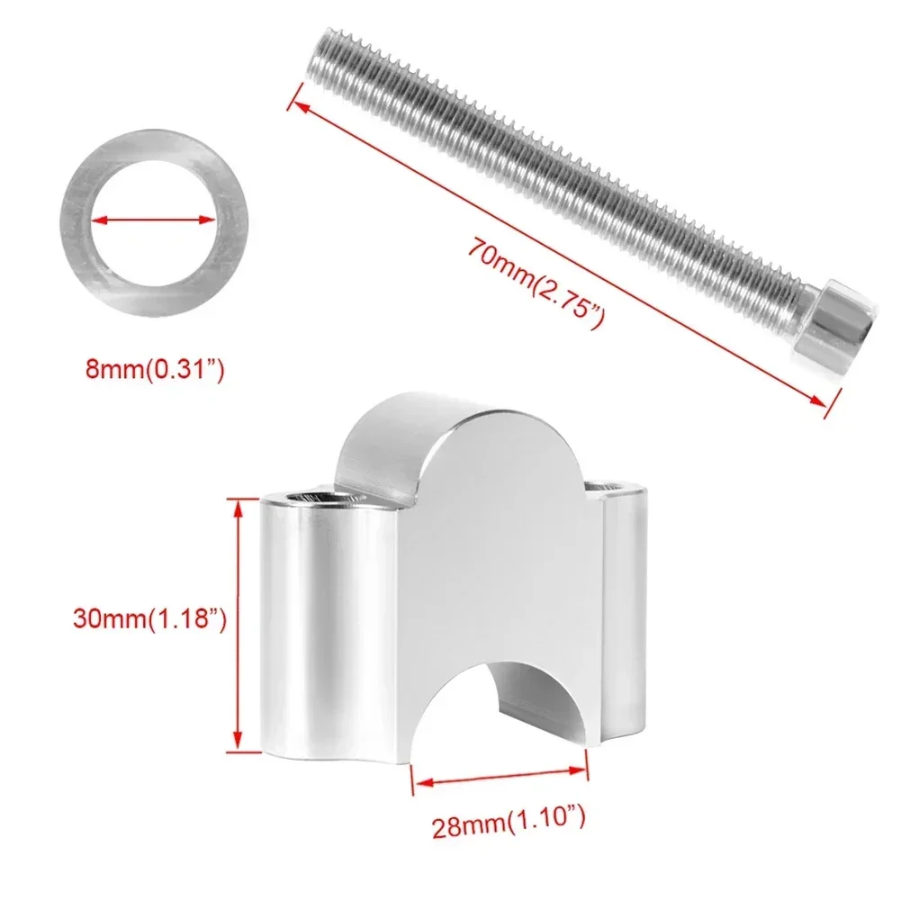

CNC Handlebar Clamp Black Silver 28mm Handlebar Mount Elevates Handlebars By 30mm Fits Standard 28mm Handlebars