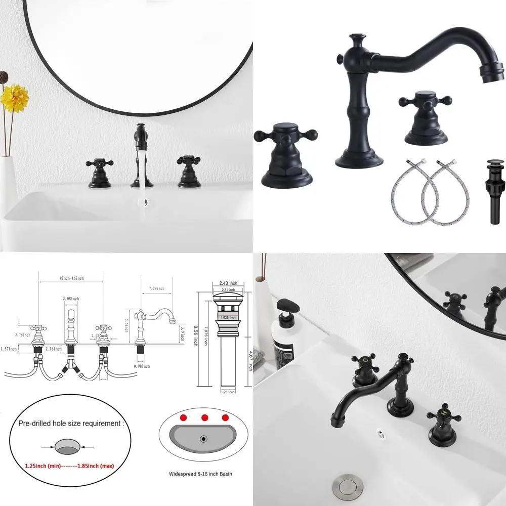 

8 Dual Handle 3-Hole 8 Widespread Sink Faucet with Mixer and Pop-Up Drain Included