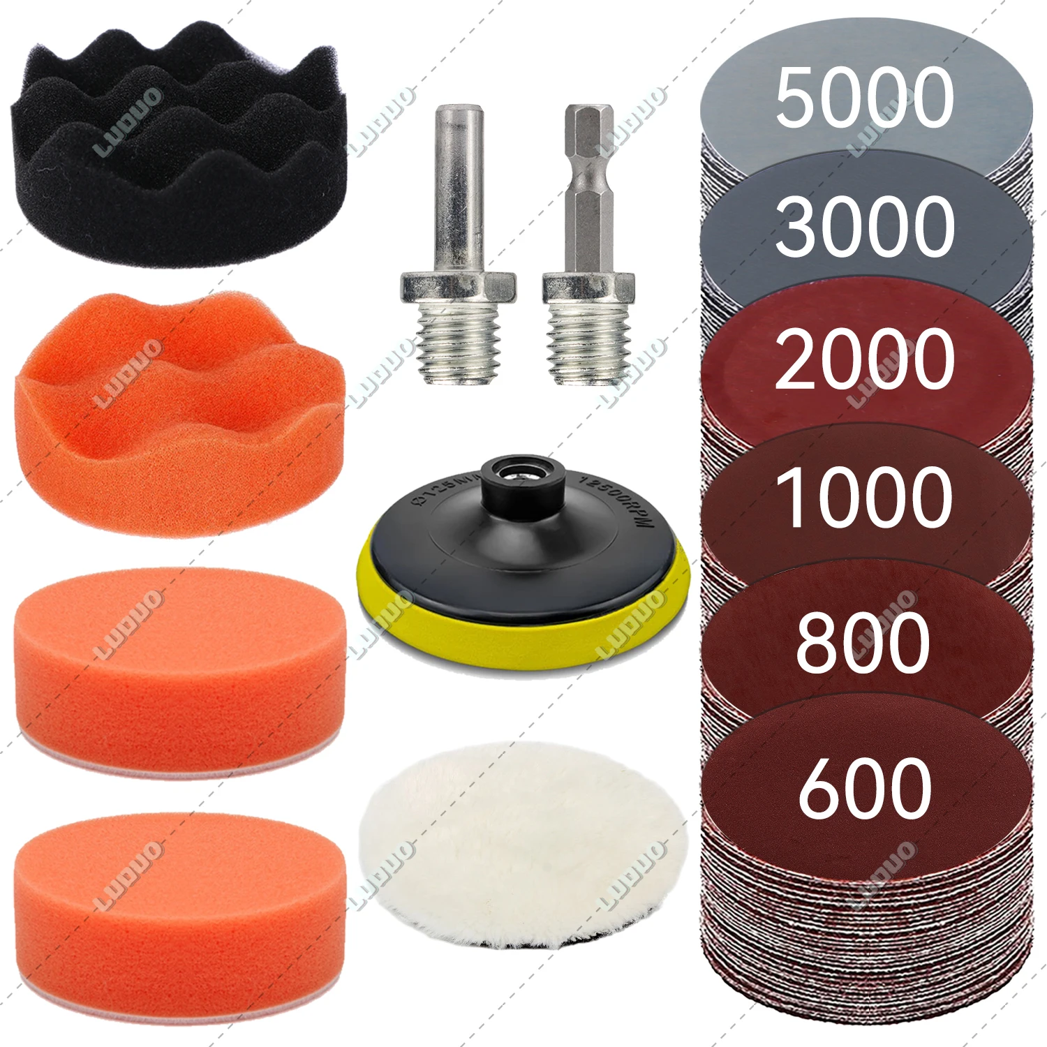 

Car Detailing Headlight Restoration Sponge For Auto Polishing Waxing Washing Cleaning Wool Pad Backing Plate Sandpaper Kit 3inch