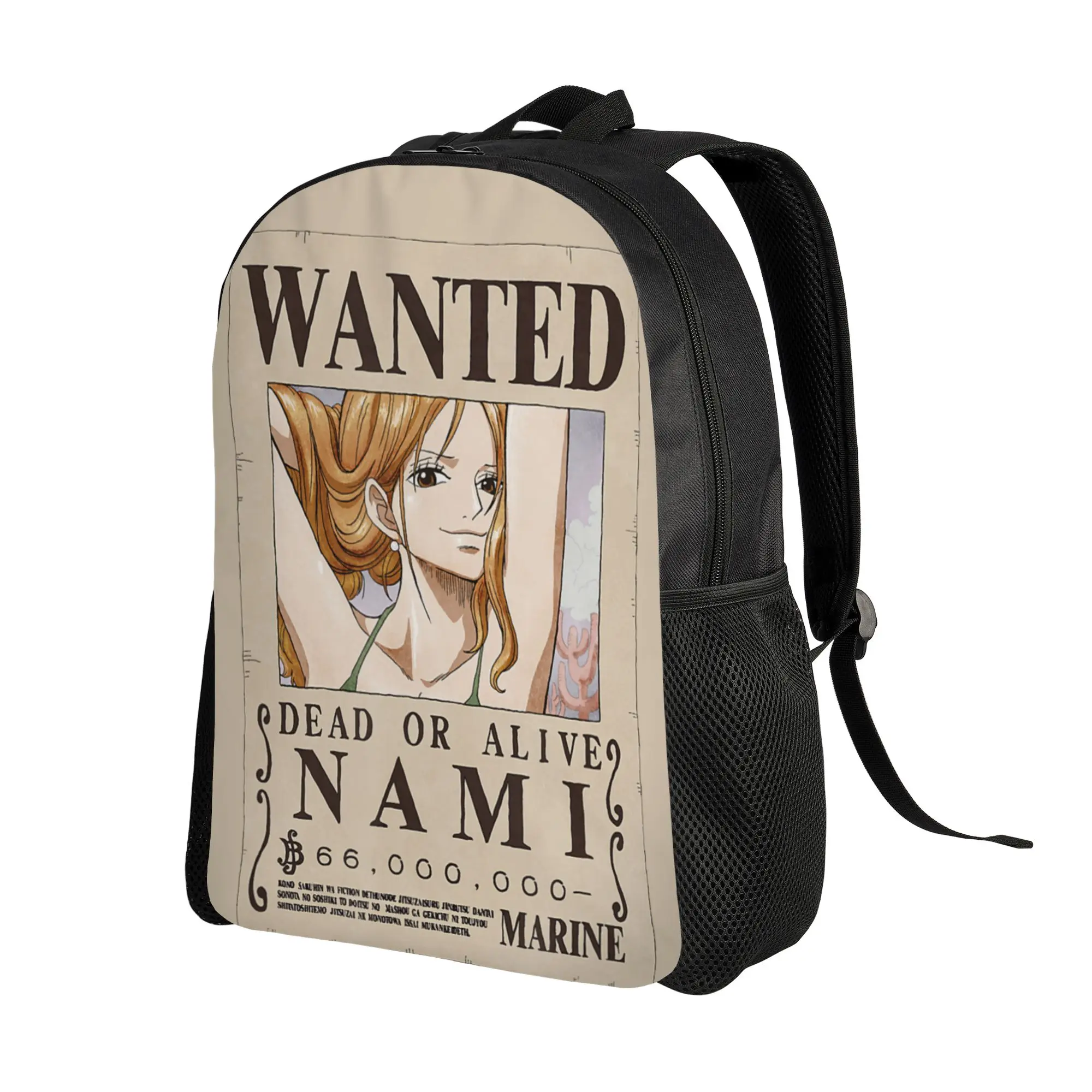 fashion backpacks One Piece Anime Cat Burglar Nami Wanted Poster Daypack ita bag  mochila Daily For Work Zipper Closure Rucksack