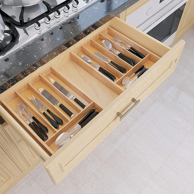 

Storage Box Bamboo Drawer Partition Organizing Box Cosmetics Storage Box Kitchen Living Room Tableware Stationery