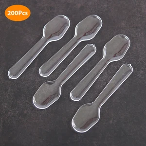 Muỗng canh nhựa trong suốt, dao kéo dùng một lần, thìa cho món khai vị kem gelatin, 200 pcs 8 Bán hàng chính thìa nhựa nhỏ - №6