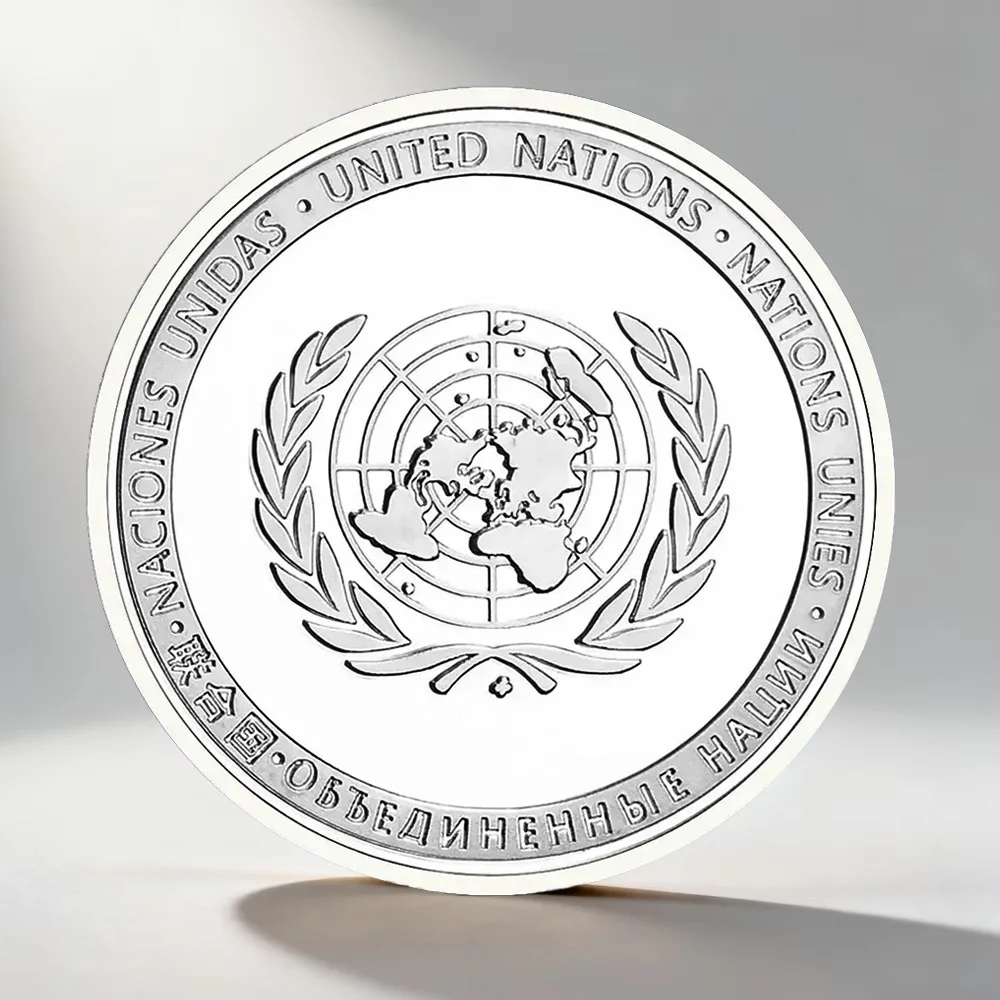 United Nations Silvery Plated Souvenir Coin Peace Keeping Operations Commemorative Coin Creative Gift