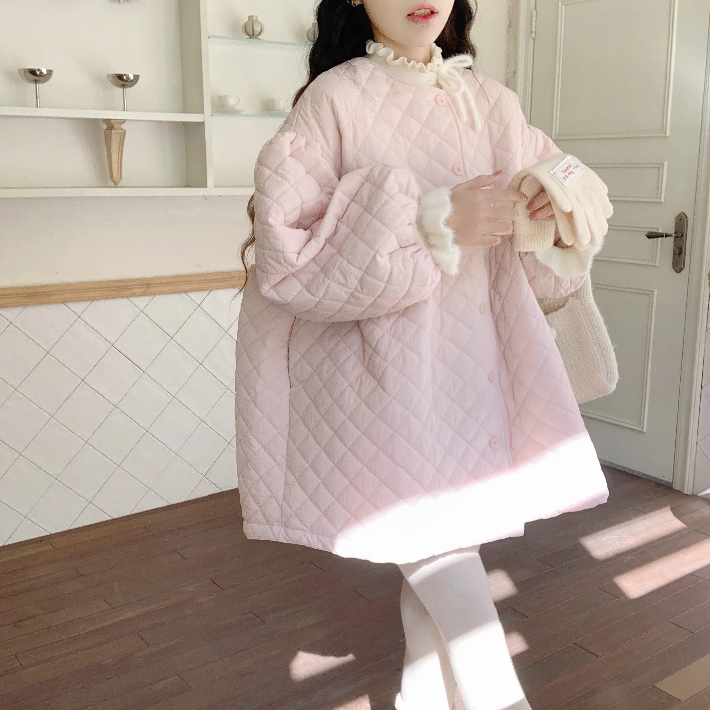 

Женское зимнее стеганое хлопковое пальто YN Korean Sle свободного кроя с круглым вырезом, новая модная версия в стиле «анти-эйдж»