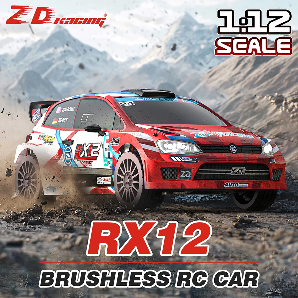 ZD Racing RC Car 1:12 Scale RX12 Brushless Car 70KM/H Car 4WD 2200mAh 350M Rally Vehicle