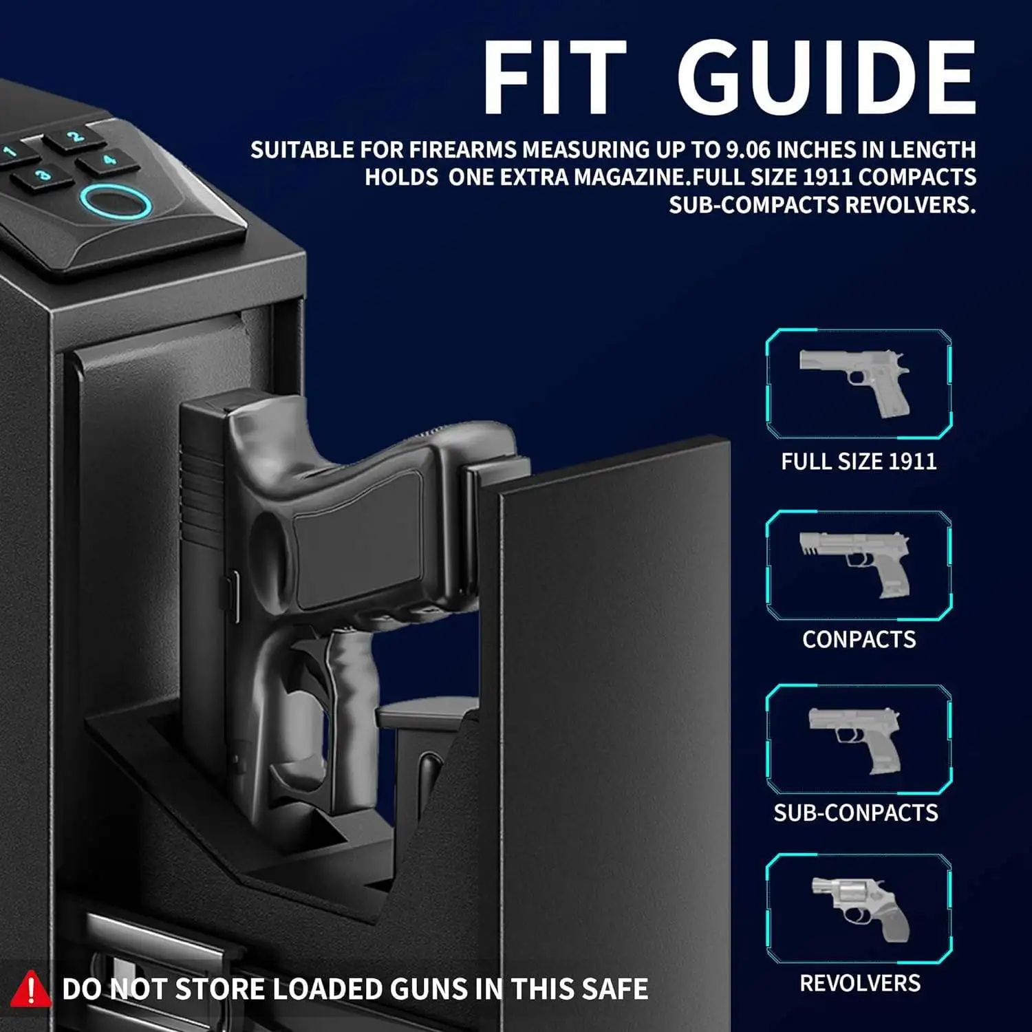 FCC Certified Smart Gun Safe - Fingerprint/Bluetooth/WiFi Wall Mount Hidden Pistol Safe Quick Access Anti-Theft Handgun Security