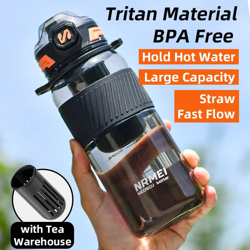 BPA Free Tritan Cup Water Bottle with Straw Outdoor Portable Drinking Bottle Sport Water Bottles for Gym Motivation Bottles