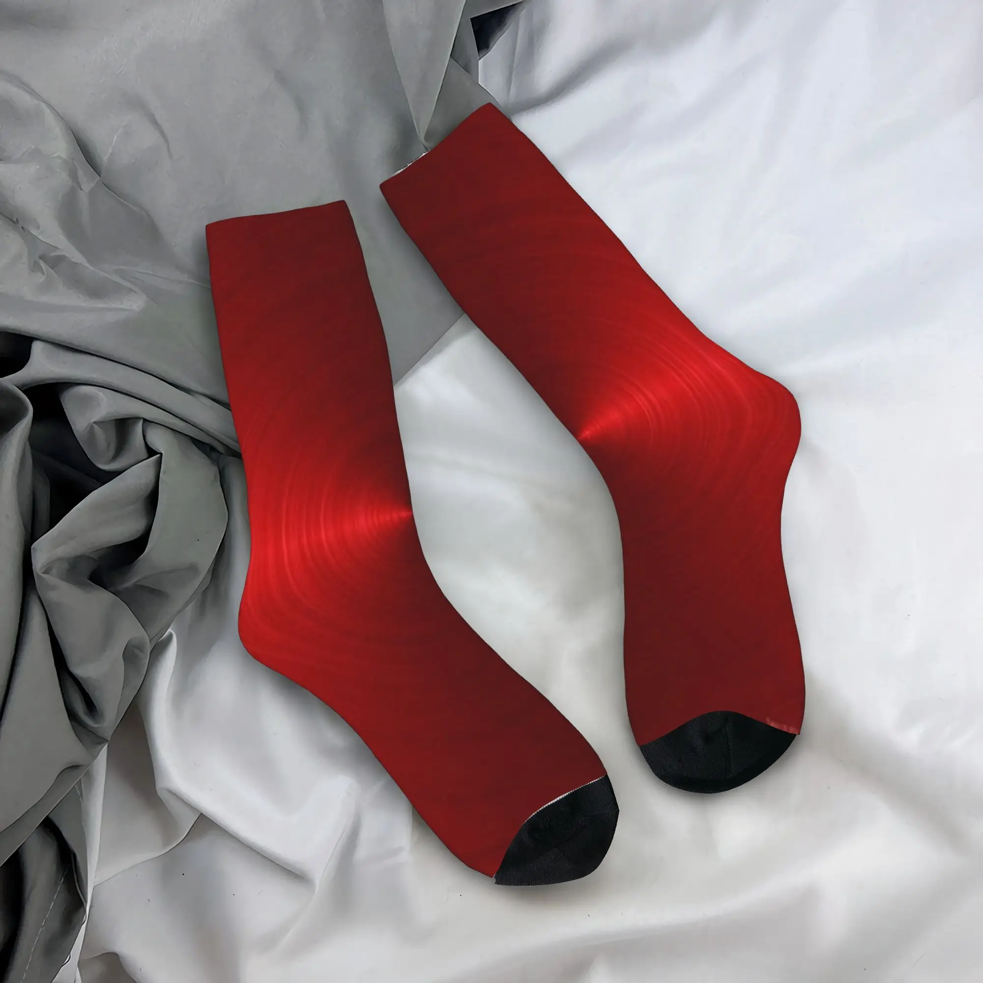Red Radial Metal Texture Stockings  Graphic Harajuku Socks Autumn Non-Slip Socks Women Men Outdoor Sports Warm Soft Socks