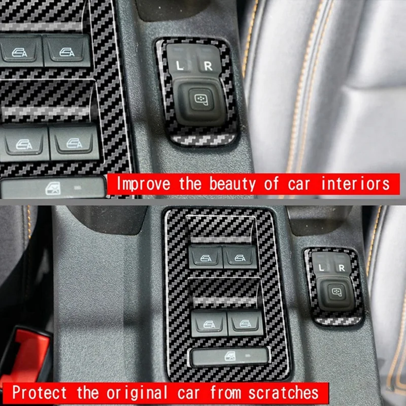 Embellecedor de cubierta de interruptor de botón de elevación de vidrio de ventana de Control Central de fibra de carbono para Ford Bronco 2021-2022