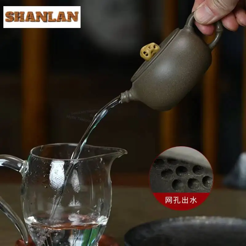 150ml High-end Yixing Purple Clay Teapots Master Handmade Taihu Lake Stone Pot Raw Ore Green Section Mud Kettle Zisha Tea Set