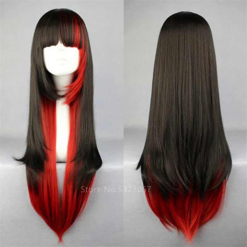 Anime Wig Japanese Style Harajuku My Hero Academia Long Straight Hair Wig Bla Red Women Halloween Cosplay Fashion Anime Party