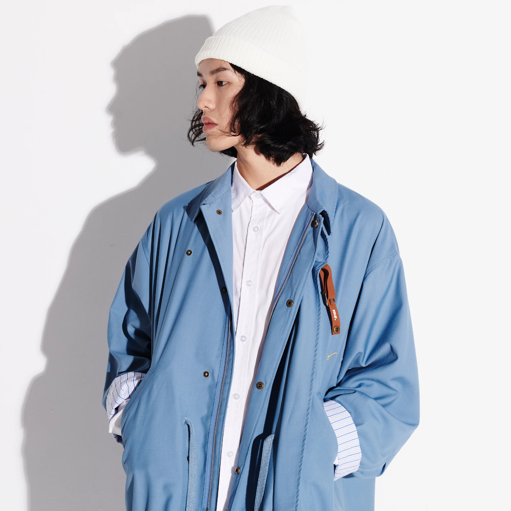 

EINETAL.2AW Чистый цвет, двубортный дизайн, длинное тюре с вышивкой, полиэстер, вискоза, повседневное молодежное зимнее пальто