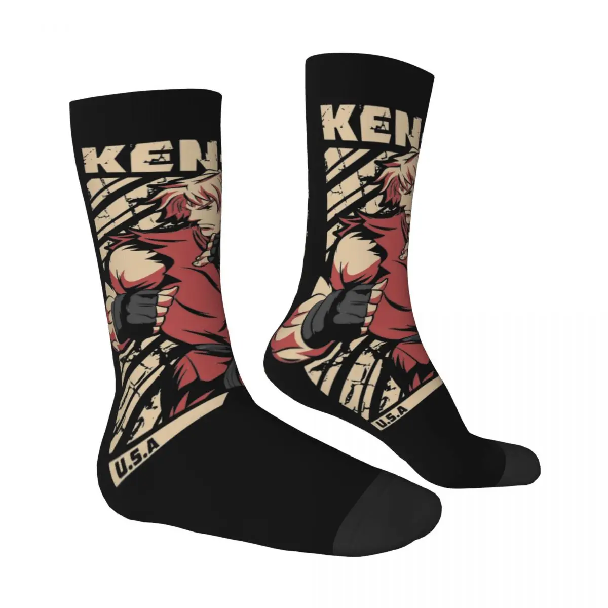 Men Socks Streets Fighters Ken Masters Stockings Autumn Trendy Soft Socks Printed Climbing Anti Skid Socks