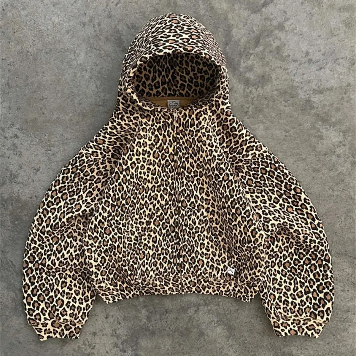 Vintage Leopard Print Hoodies Y2K Harajuku Women Men Sweatshirt Zip Up High Street Hip Hop Tops 2024 Autumn New In Goth Clothes