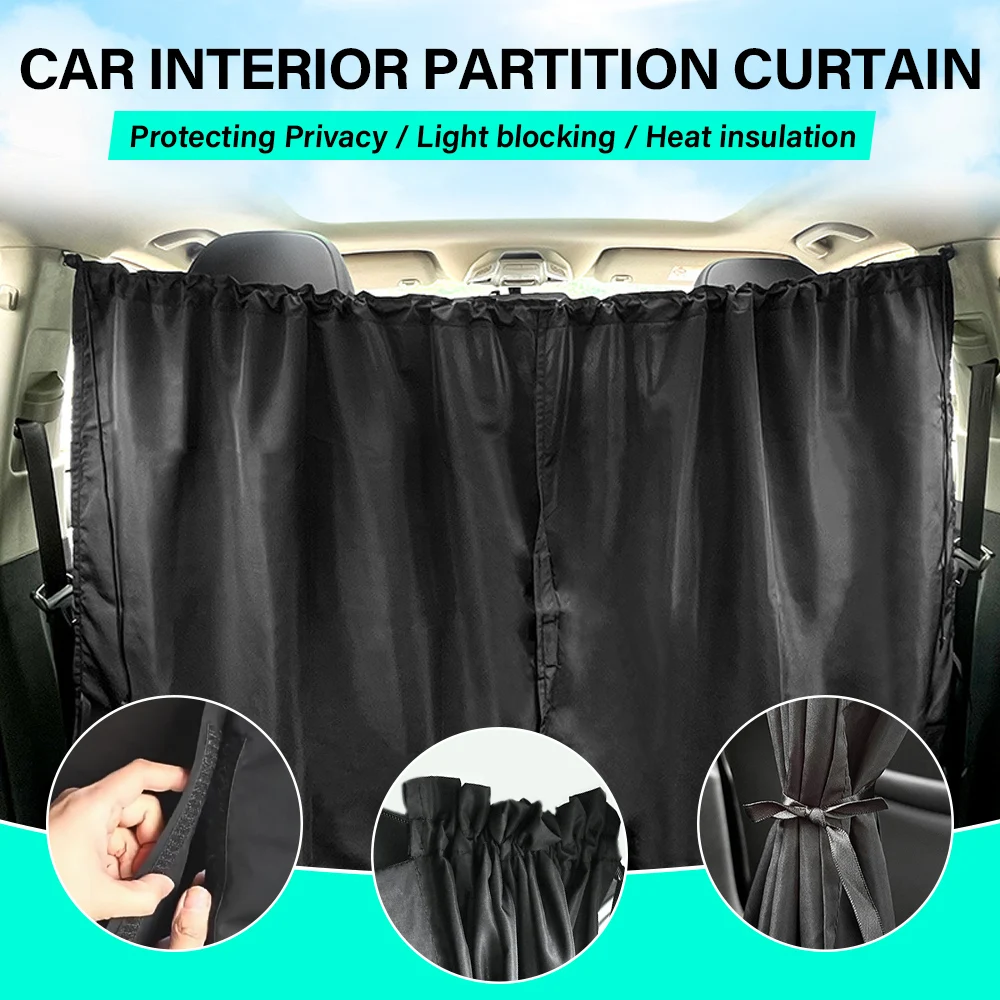 2Pcs Car Sun Curtain Sun Insulation Car Curtain Inside The Front and Rear Privacy Partition Curtain 140x80CM for Cars/RV/SUV