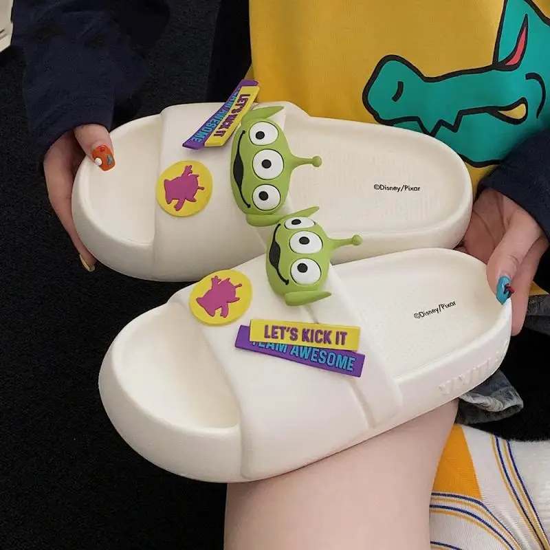 Cute Cartoon Toy Story Alien Summer One-Line Slippers EVA Soft Bottom Fun Cartoon Sandals for Outer Wear for Girl