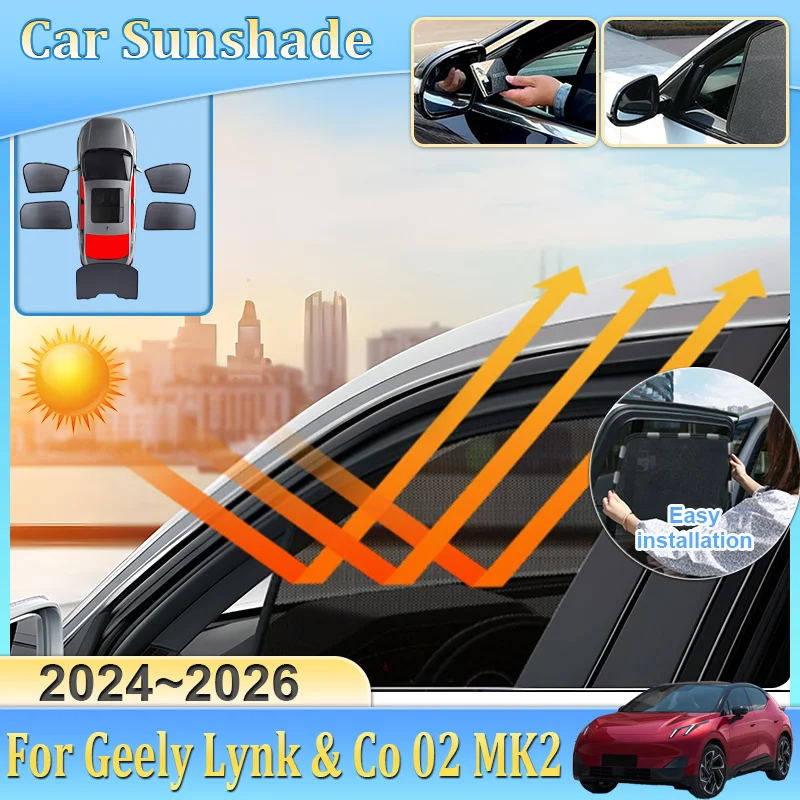 

Солнцезащитный козырек для Geely Lynk & Co 02 MK2 Z20 E335 2024-2026: сетчатая шторка на лобовое стекло, блокирующая УФ-лучи, автомобильные аксессуары