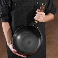 New Nonstick Pure Iron Wok & Wooden Handle Saucepan Non-Coated Cast Iron Pan 22cm/24cm/28cm Wok Frying Pan Chinese Kitchenware