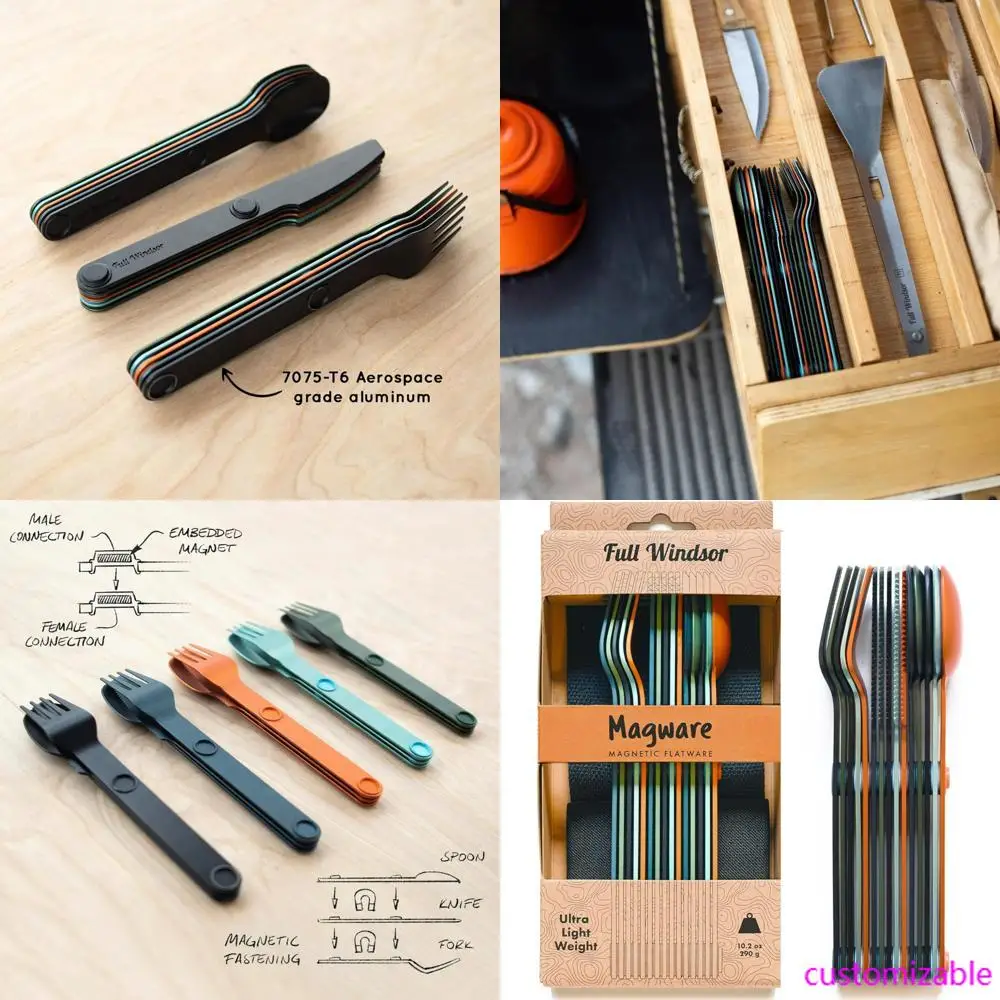 

Magnetic Camping Cutlery Set by Magware: Full Windsor Style - Portable Knife, Fork, and Spoon for Outdoor Adventures (15 PCS)