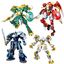 New 2IN1 Classic Mechanical Armor Series Super Robot Battle Mechs Building Blocks Bricks Movie Figures Model Toys Kid Boys Gift