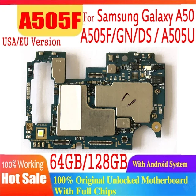 64gb 128gb Original For Samsung A50 Motherboard A505f A505fn A505u Mainboard With Chips Unlocked Logic Board With Android System Mobile Phone