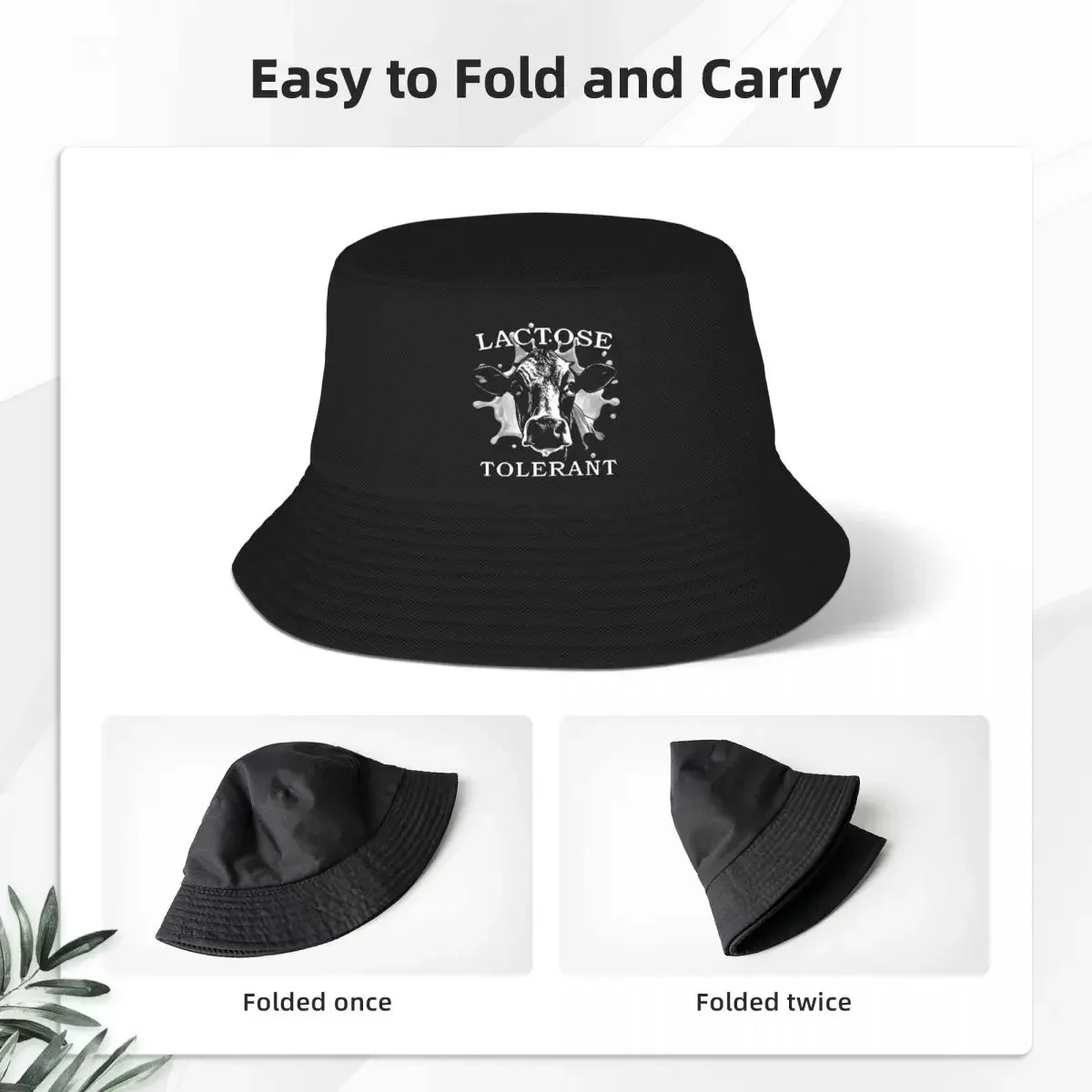 New Lactose Tolerant Cow Bucket Hat for Teen Beach Kawaii Bob  Harajuku Packable  Camping Headwear