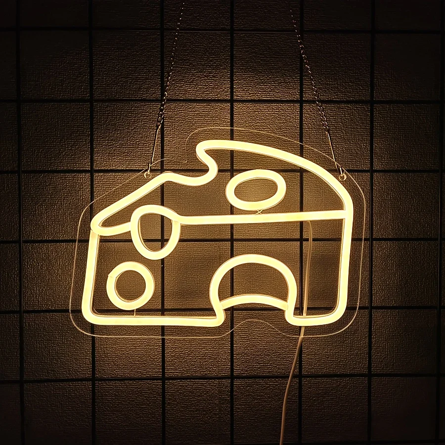 Sinais de néon da série de sobremesas, decoração de parede de ícones de comida de queijo e bolo, lâmpadas de parede artísticas de sobremesas, lojas e restaurantes.