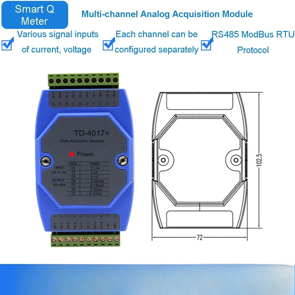 Analog Acquisition Module Current Voltage 0-10V Input And Output AI/AO 485 To 4-20mA Serial Port Remote Transmission