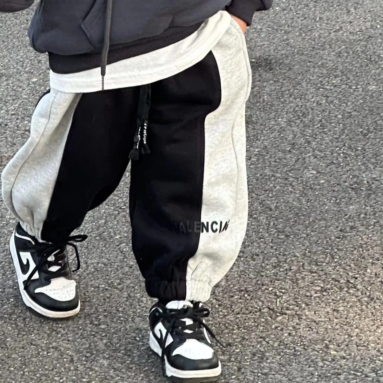 High Quality boys' Clothing Winter Plush Warm Loose Pants Fashion Boutique Contrast Casual New for Children Aged