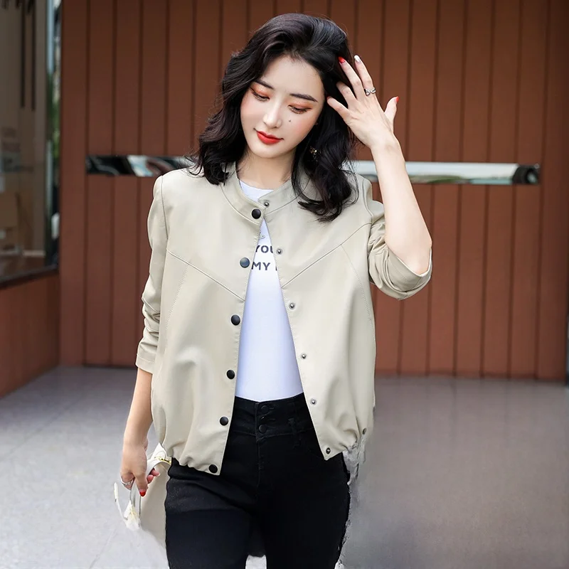   닝 진짜 가죽 재킷 여성용 2025 봄 가을 신상품 천연 가죽 코트 다용도 루즈핏 슬림핏 소형