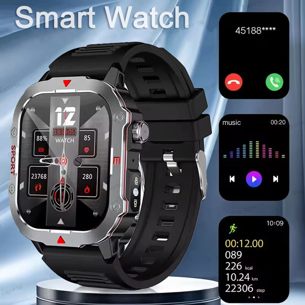 

LED Flashlight New Smartwatch 2.19" Large Screen Outdoor 100+Sports Fitness Tracker Health Monitor BT Calls Waterproof Watches