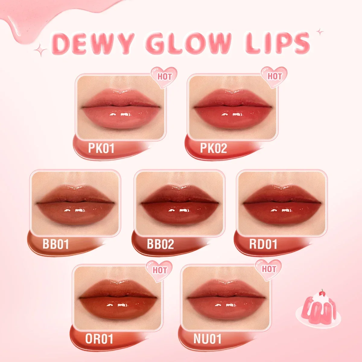 PINKFLASH Watery Glow Hydrating Lip Glosses Long-lasting Moisturizing Liquid Lipstick Lightweight Lip Tints Makeup Cosmetics