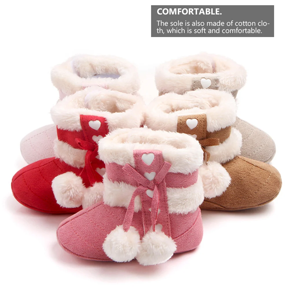 

1Pair Baby Christmas Winter Shoes Bowknot Design Warm Cotton Prewalker Toddlers First Walkers Gift Baby Prewalkers