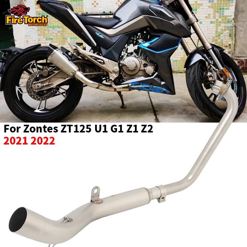 

Full System For Zontes ZT125 U1 G1 Z1 Z2 2021 2022 Modified Front Link Pipe 51mm With Catalyst Motorcycle Exhaust Escape Moto