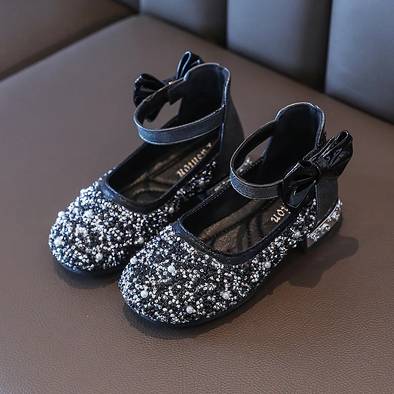 Girls\' Single Shoes 2024 Spring and Autumn New Fashion Children\'s Rhinestone Princess Shoes Girls Show Shoes