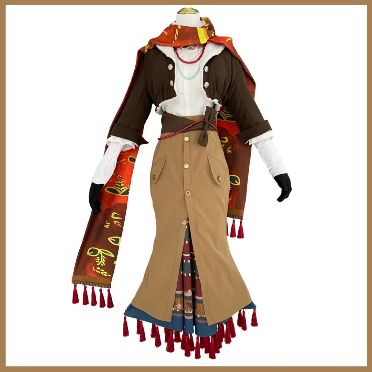 أنيمي لعبة عكس: 1999 فيلا تأثيري حلي ريترو براون معطف تنورة موحدة مجموعة كاملة شعر مستعار الكبار امرأة مثير الترفيه اليومي البدلة #2