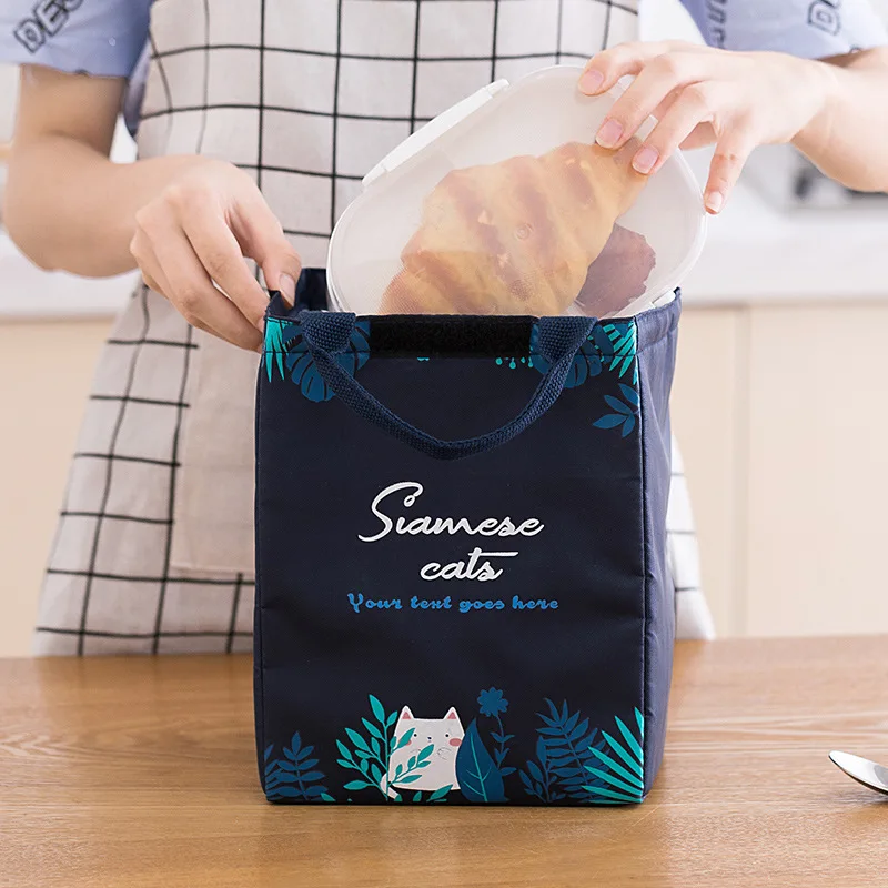 Cute Insulated Lunch Box Bag Portable Thickened Aluminum Foil Bento Box Bag Oxford Cloth Material Cooler Lunch Bag For Kids