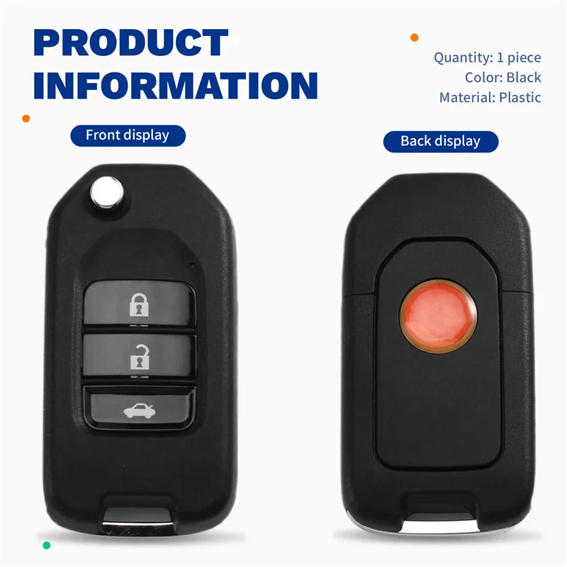 Abqb-flip 3 botões fio universal chave remota fob para honda tipo para xhorse xkh00en com para suporte de ferramenta chave vvdi