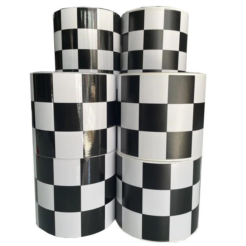 Premium Racing Black White Checkered Flag Vinyl Wrap Film Roll DIY Self Adhesive Decal Sticker Automotive Car Wrapping Foil - view 4