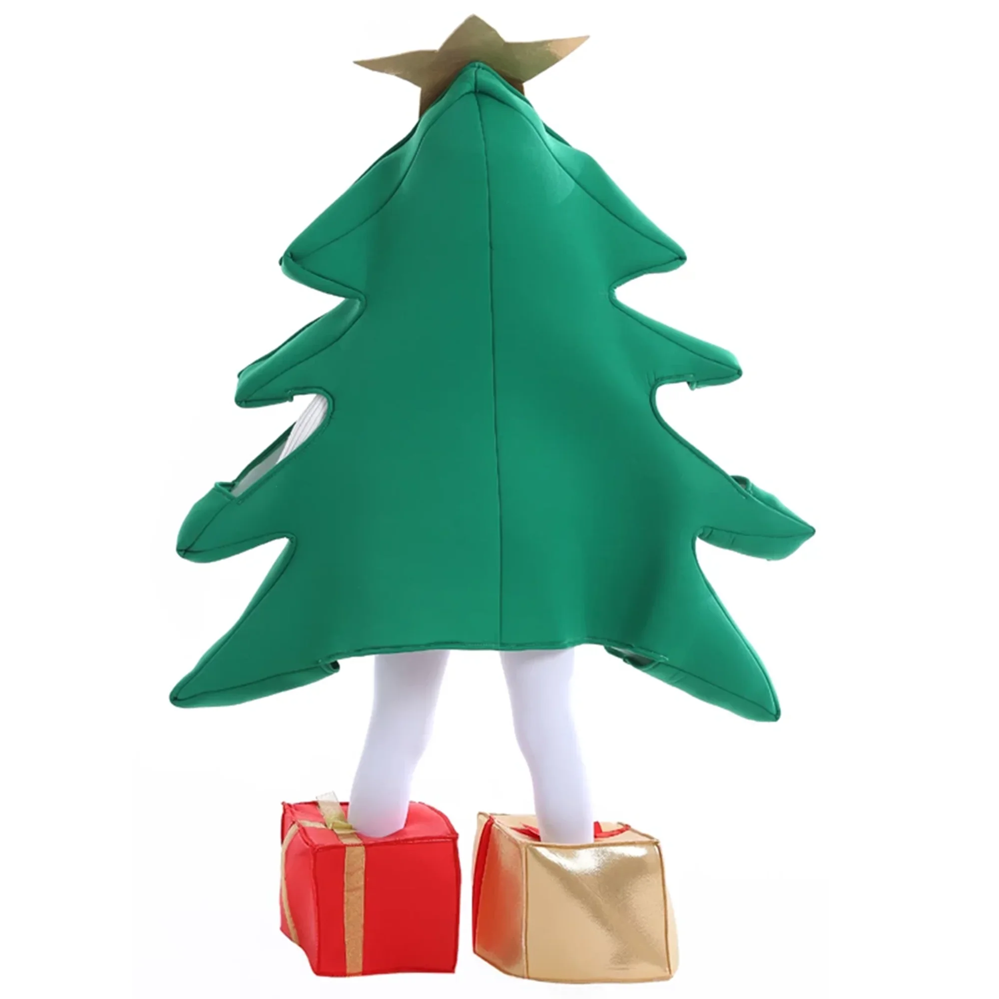 Christmas Tree Cosplay Dress Up for Adults and Children Novelty Green Sparkling Fun Parent Kids Holiday Party Dress Set