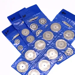 10pcs 20 30 40 50mm Mini Diamond Circular Saw Blade Grinding Cutting Disc With 2pcs Connecting Shank for Dremel Rotary Tool