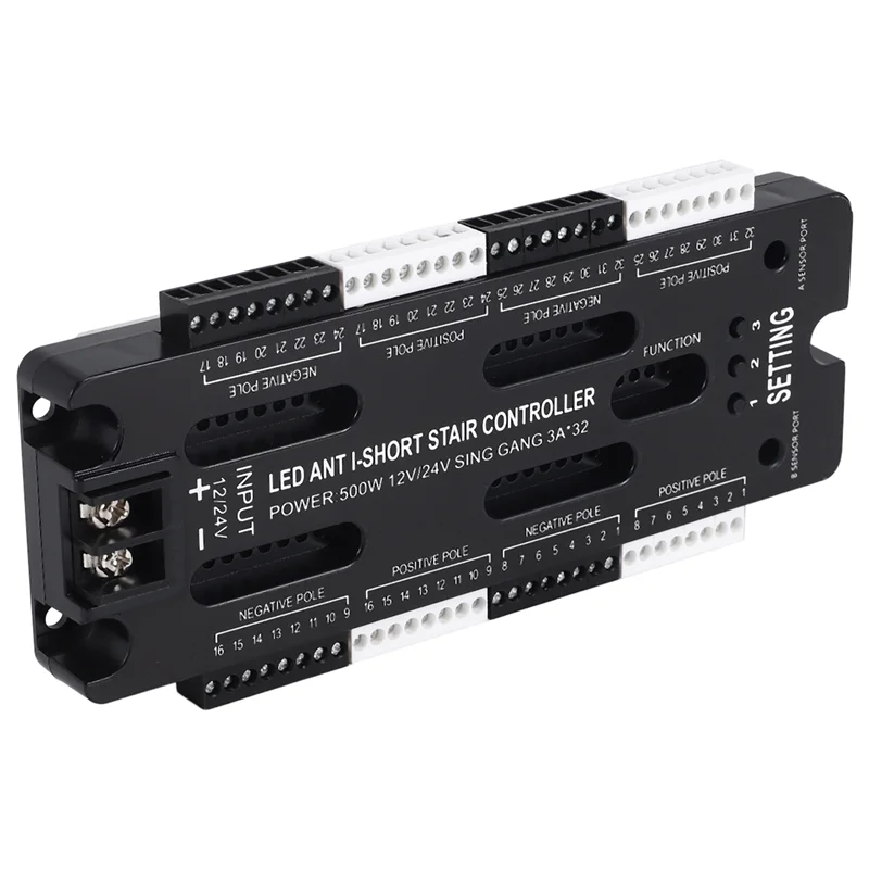 AB45 para escaleras tira Flexible Sensor de movimiento LED interior 32 canales brillo ajustable DC 12V 24V controlador de luz de escalera
