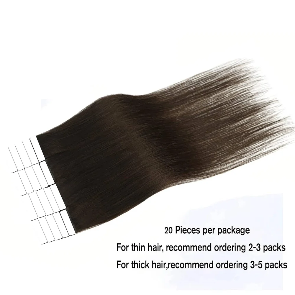 Tape In Hair Extensions Recht Braziliaanse 100% Echt Menselijk Haar Extensie Naadloze Huid Inslag Tape In Haar 20 Stuks 50 G/pak Kleur 2