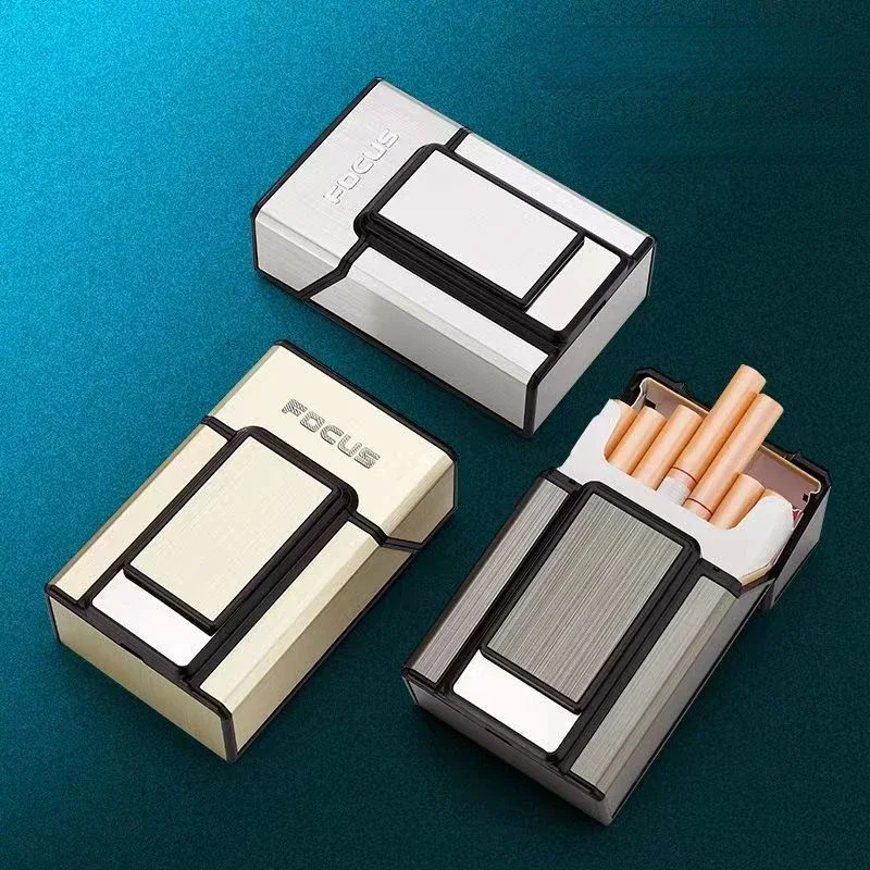 Creative Cigarette Case USB Rechargeable Lighter Metal Windproof Cigarette Lighter 20 Cigarette Case Storage Container Portable