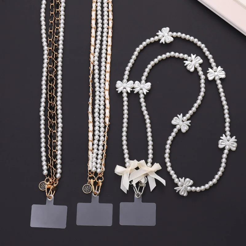 Long Pearl Cellphone Strap Lanyard Bag Chain for Women Phone Case Hanging Cord for Mobilephone Smartphone Shoulder Strap Chain