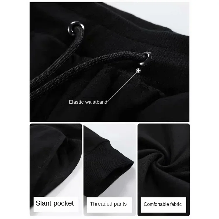 Men\'s Cotton Casual Pants Thickened Drawstring Sweatpants Loose Plus Size and Ankle Pants Black Gray Pants Sweatpants Casual