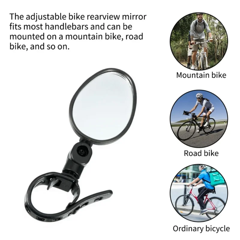 2pcs Adjustable Rotate Bicycle Auxiliary Rearview Mirror Handlebar Mount Wide-Angle Convex Cycling Rear View Mirrors Accessories image 5