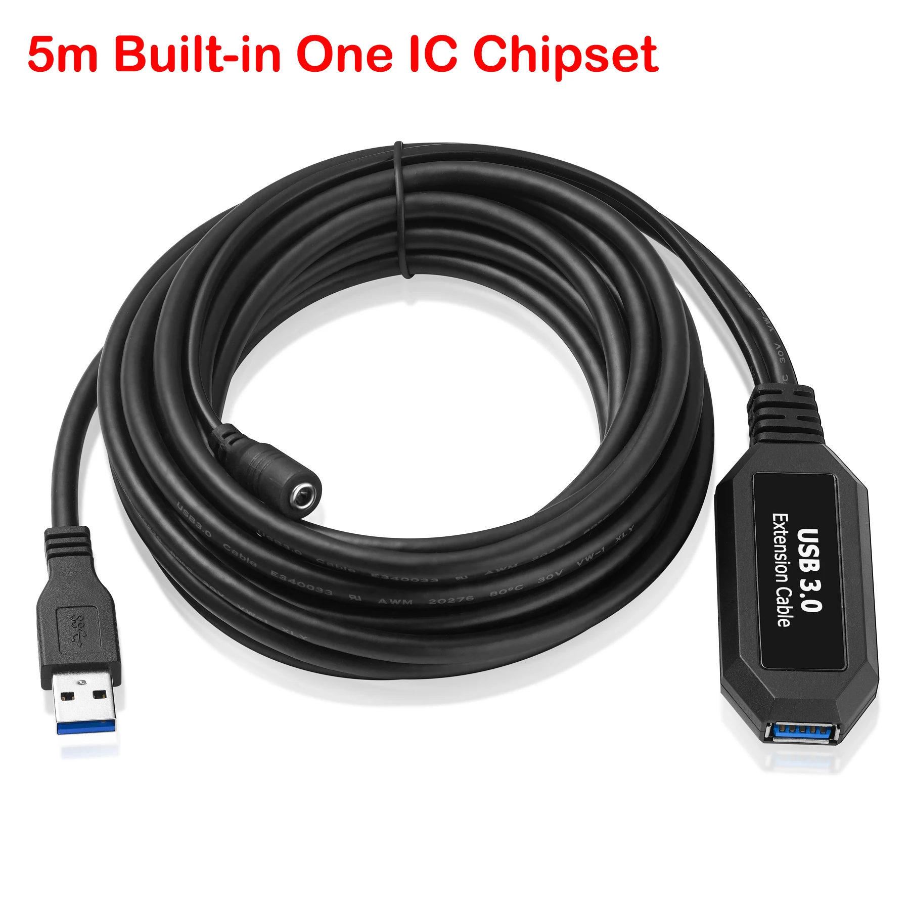 Bochara Active Repeater USB 3.0 Extension Cable Built-in IC Chipset Male to Female M/F Foil+Braided Shielded Super Speed 5M 10M